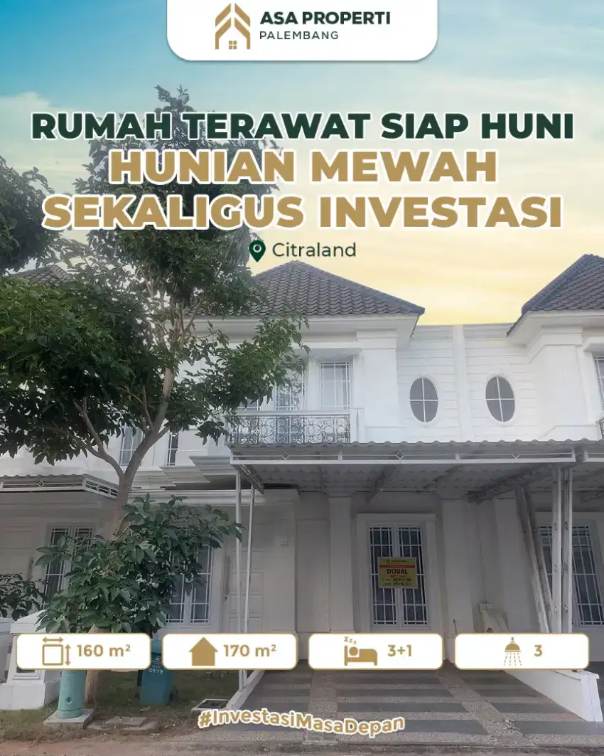 DIJUAL CEPAT RUMAH SIAP HUNI BAGUS TERAWAT CITRALAND PALEMBANG