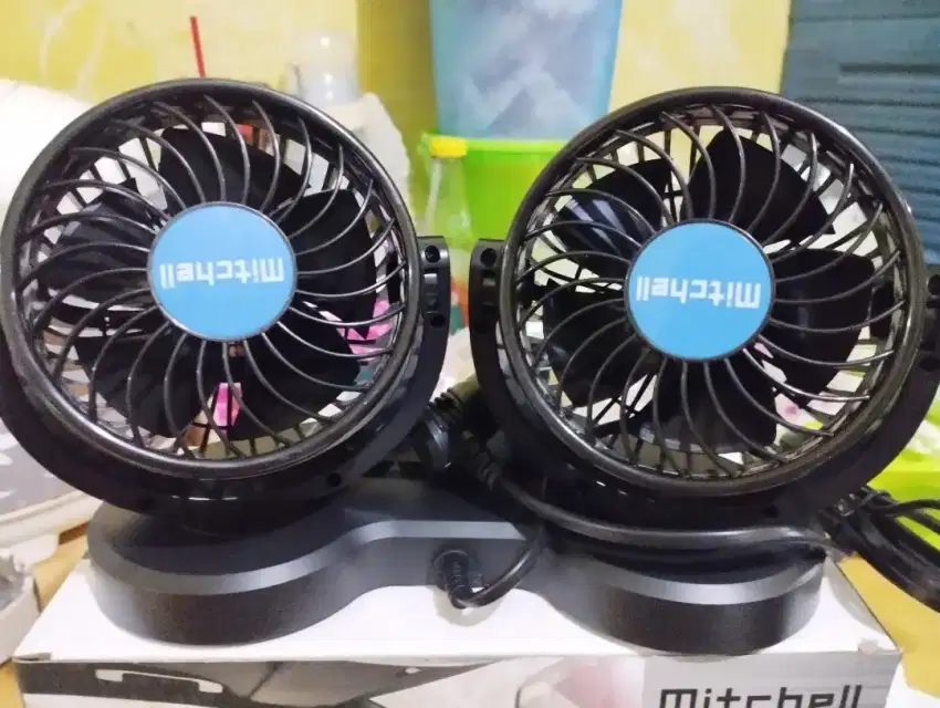 MITCHELL HX-T358 24V DC 2USB 2A + ON-OFF swing kipas mobil double fan