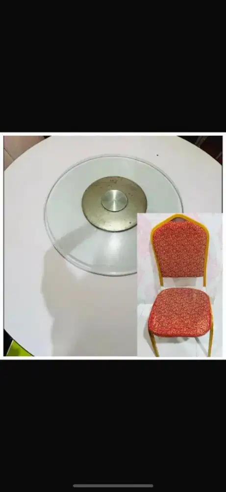 Meja makan bundar - 6 kursi