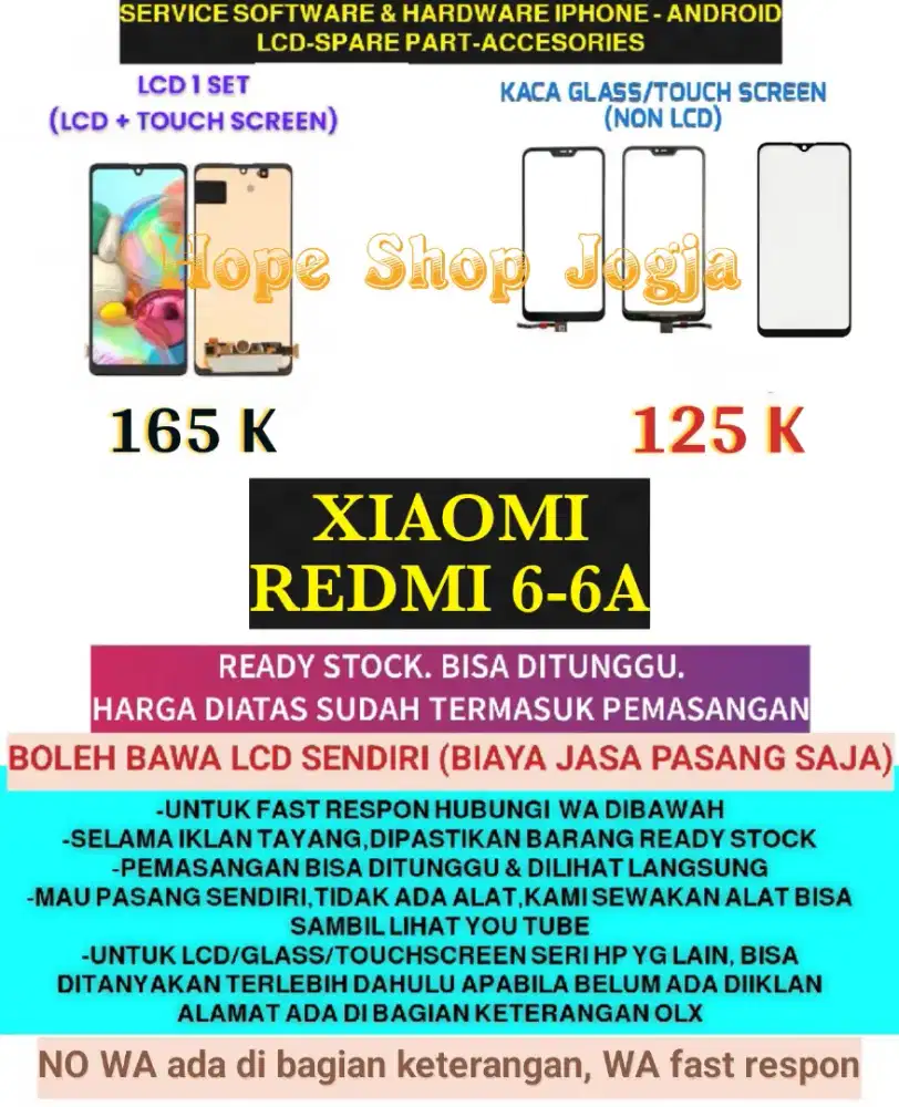 Service HP-Ganti Touchscreen-Baterai-LCD Xiaomi Redmi 6-6A