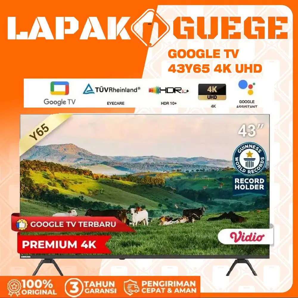 LED TV 43 INCH COOCAA 43Y65 4K UHD GOOGLE TV DIGITAL DVBT2 DOLBY BARU