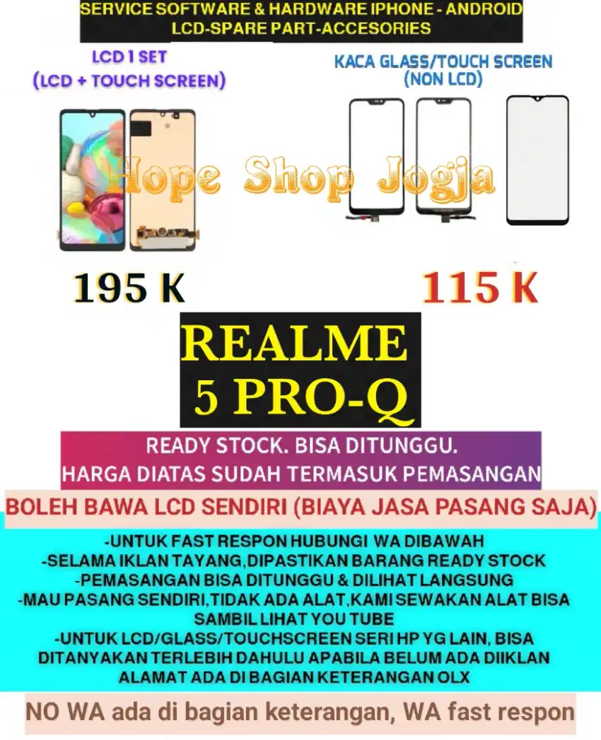 Service HP-Ganti Touchscreen-Baterai-LCD Realme 5 Pro-Q