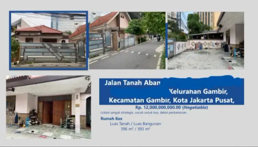 Dijual Rumah Kos Tanah Abang Strategis