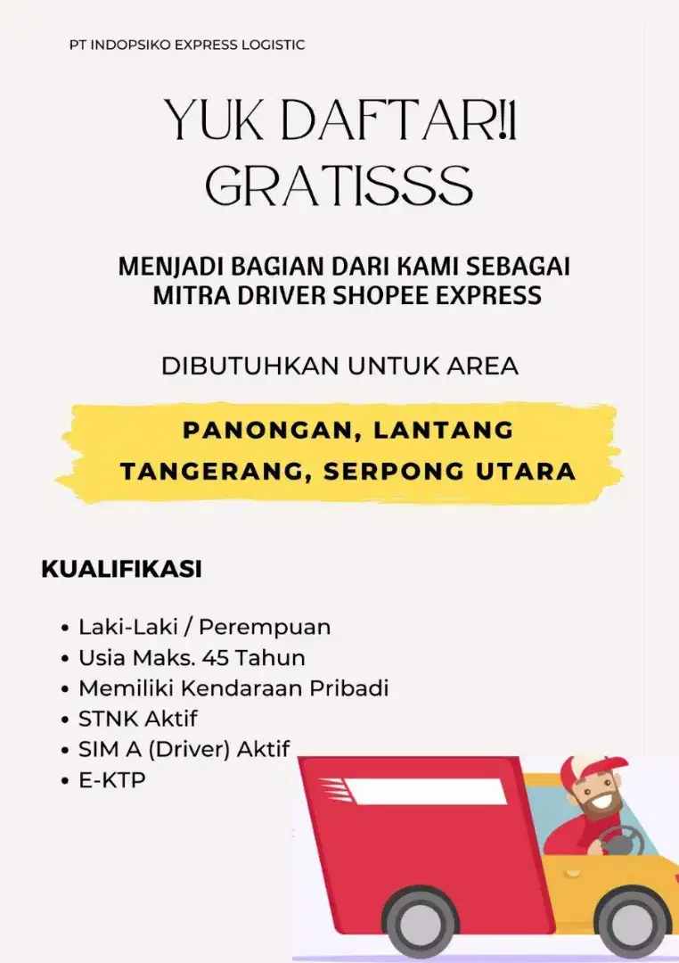 Loker mitra driver pengiriman paket shopee xpress.