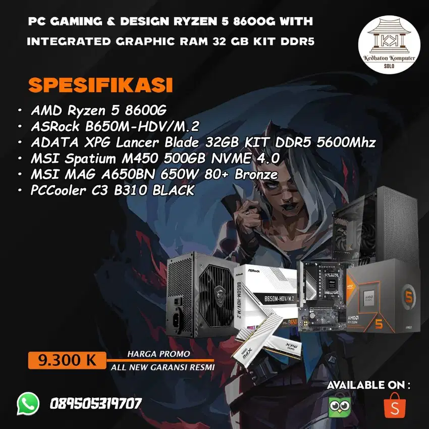 PC GAMING DESIGN RYZEN 5 8600G WITH INTEGRATED GRAPHIC RAM 32GB DDR5