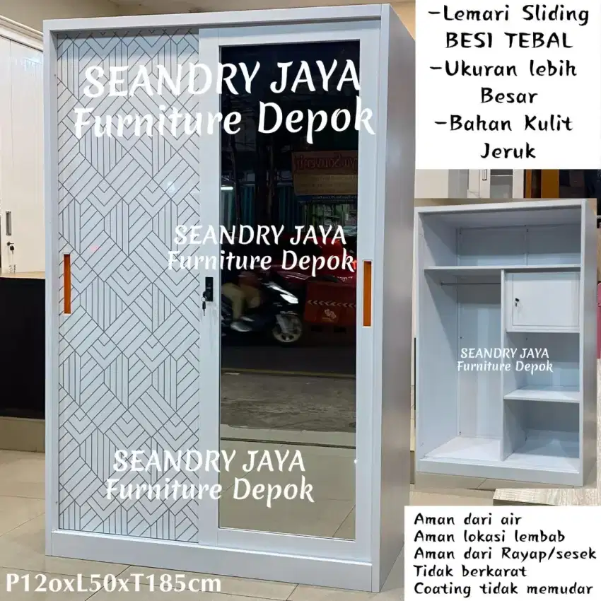 SEANDRY JAYA Furniture Depok/Lemari Pakaian Plat Besi/Tebal/Kokoh/COD