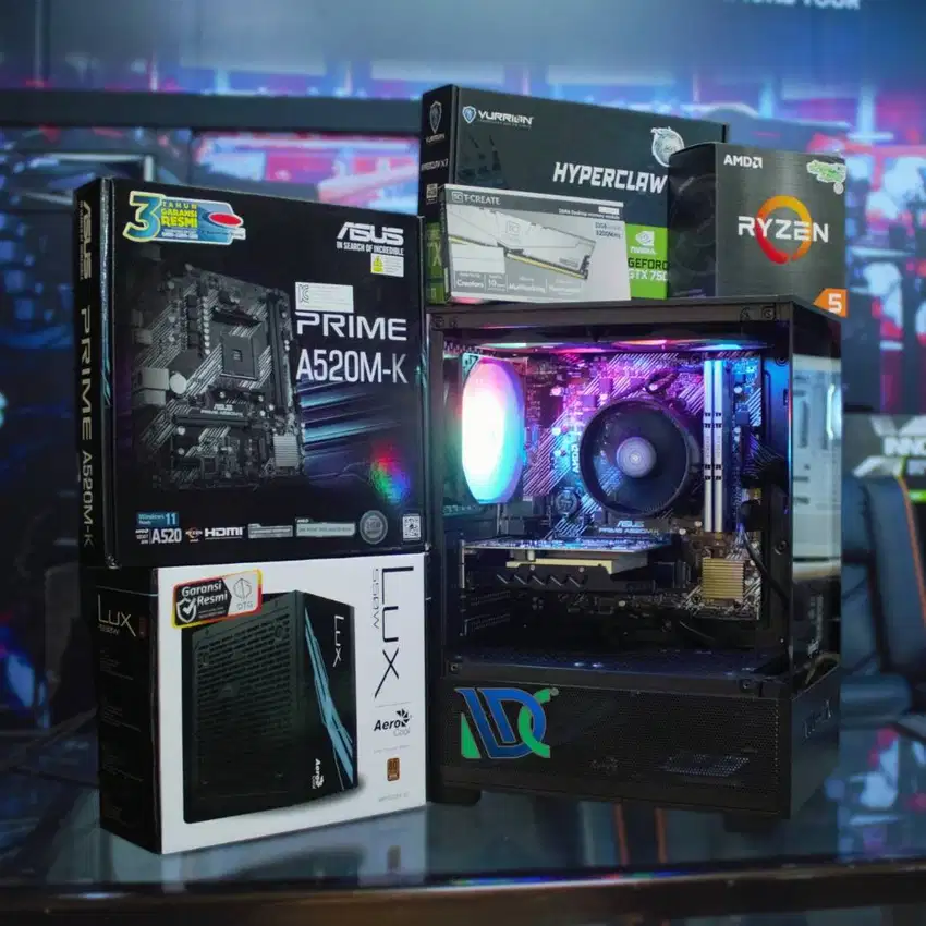 PC Gaming AMD Ryzen 5 5600 RAM32GB/VGA GTX 750 Ti Semua Part Baru