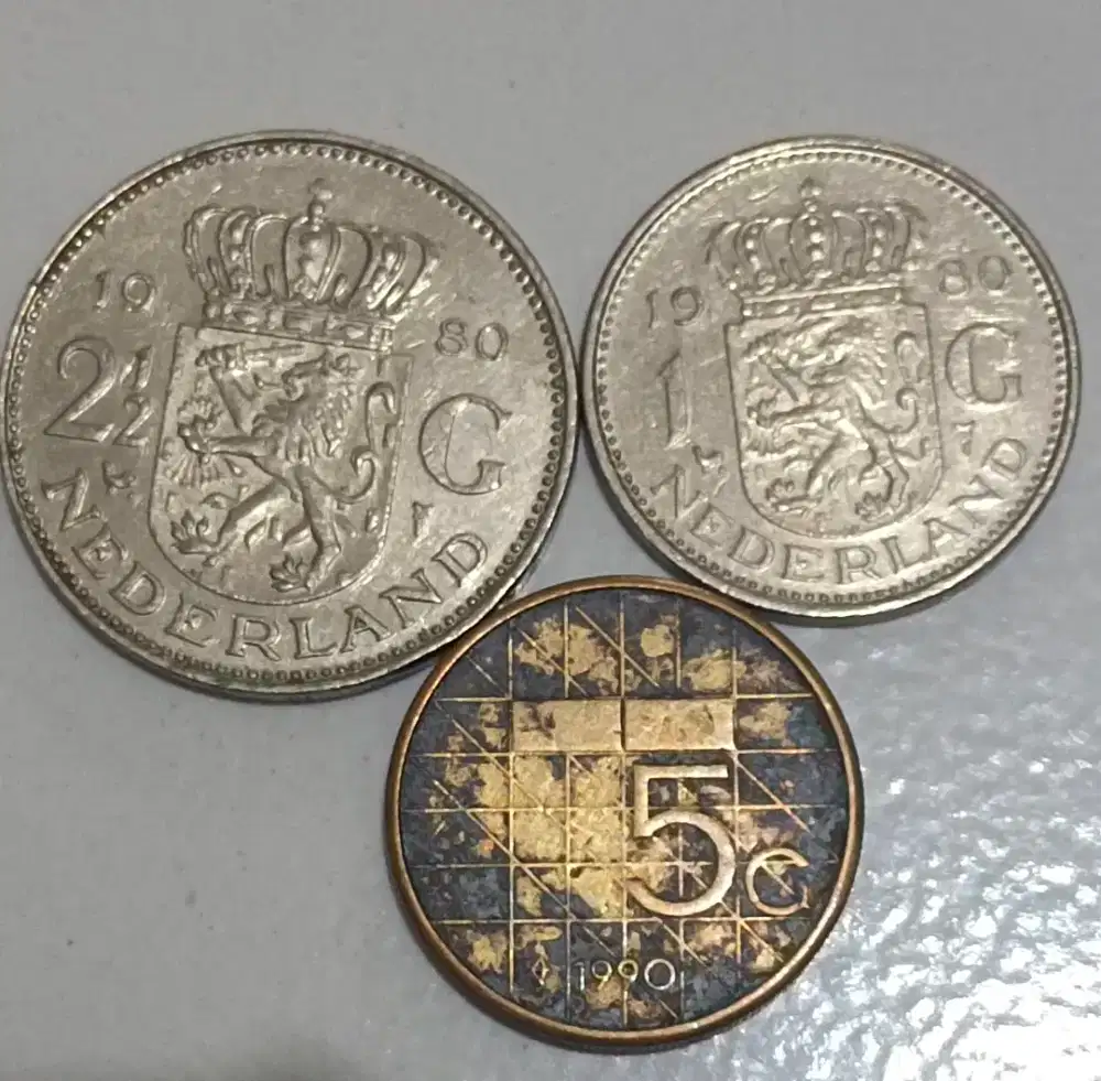 Koin belanda 3 keping, 1980, 1990. Koleksi