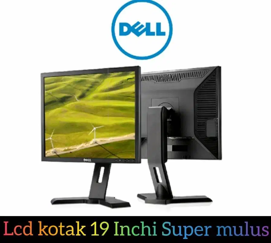 Monitor Lcd kotak 19 Inchi Merk Dell Lengkap Kabel siap pakai garansi