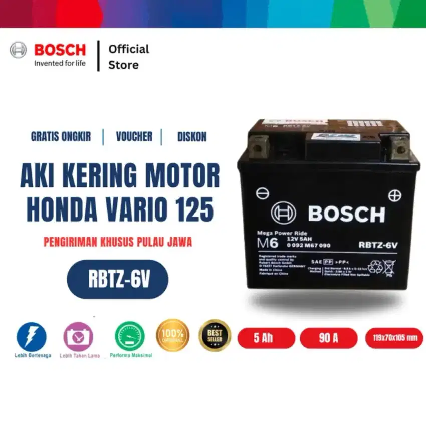 AKI KERING MOTOR HONDA VARIO 125 - MF - BOSCH RBTZ- 6V