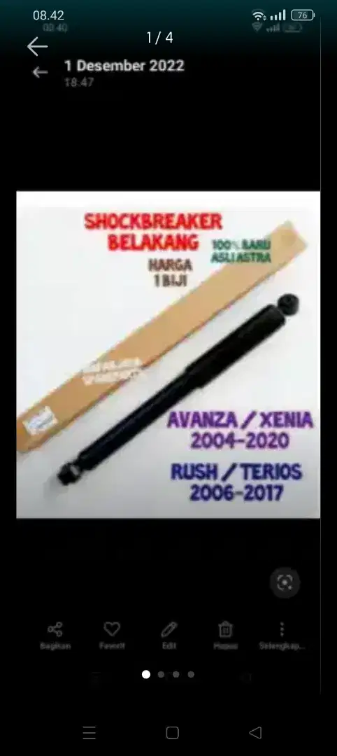 Sepasang. Shockbreker avanza, xenia, rush