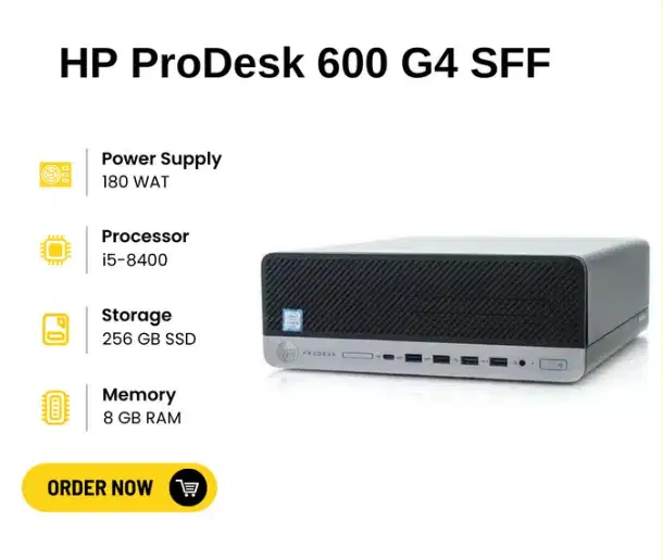TERMURAH PC HP PRODESK 600 G4 SFF CORE i5 GEN8 RAM 8GB SSD 256GB W/SBR