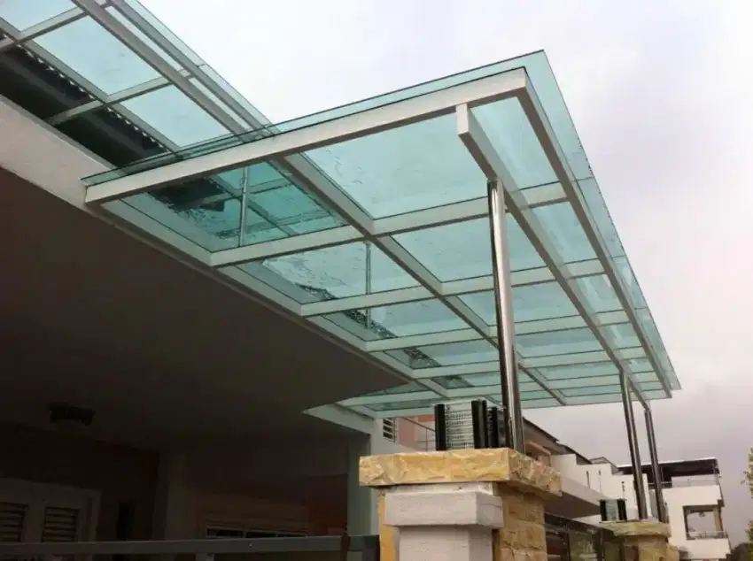 Canopy glass, ralling glass, shower glass, kusen aluminium
