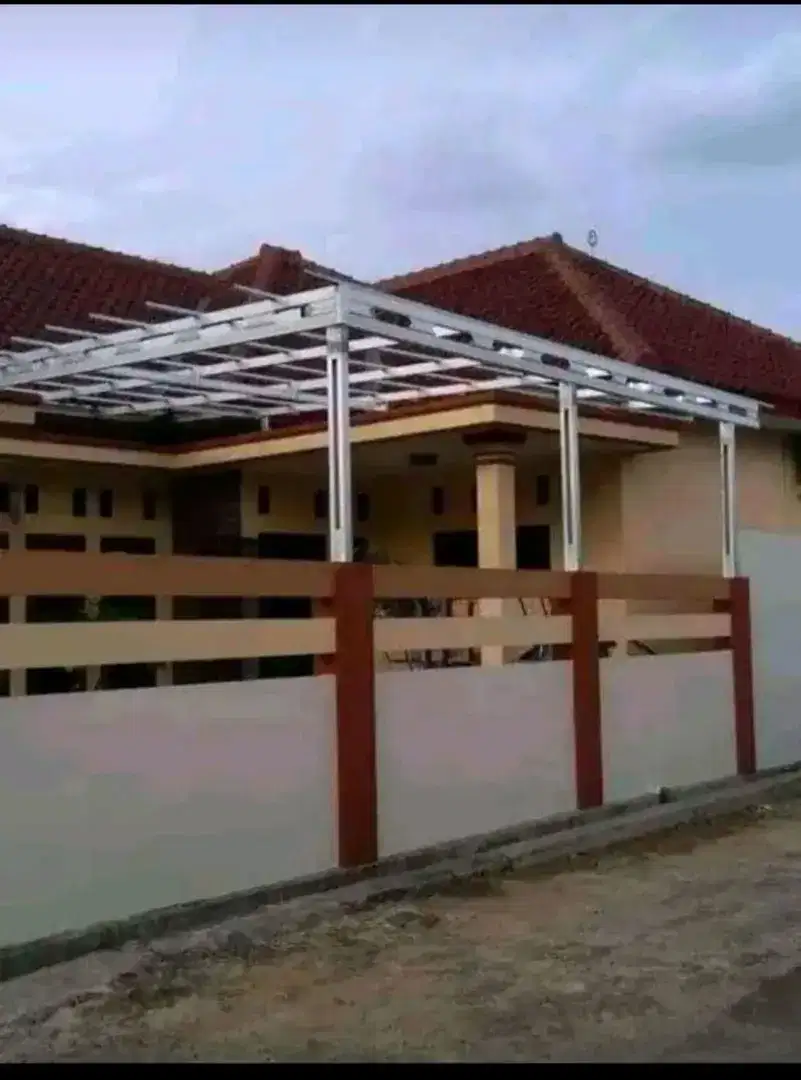 Karnopi teras baja ringan, rangka baja ringan, pelapon PVC,genteng dll