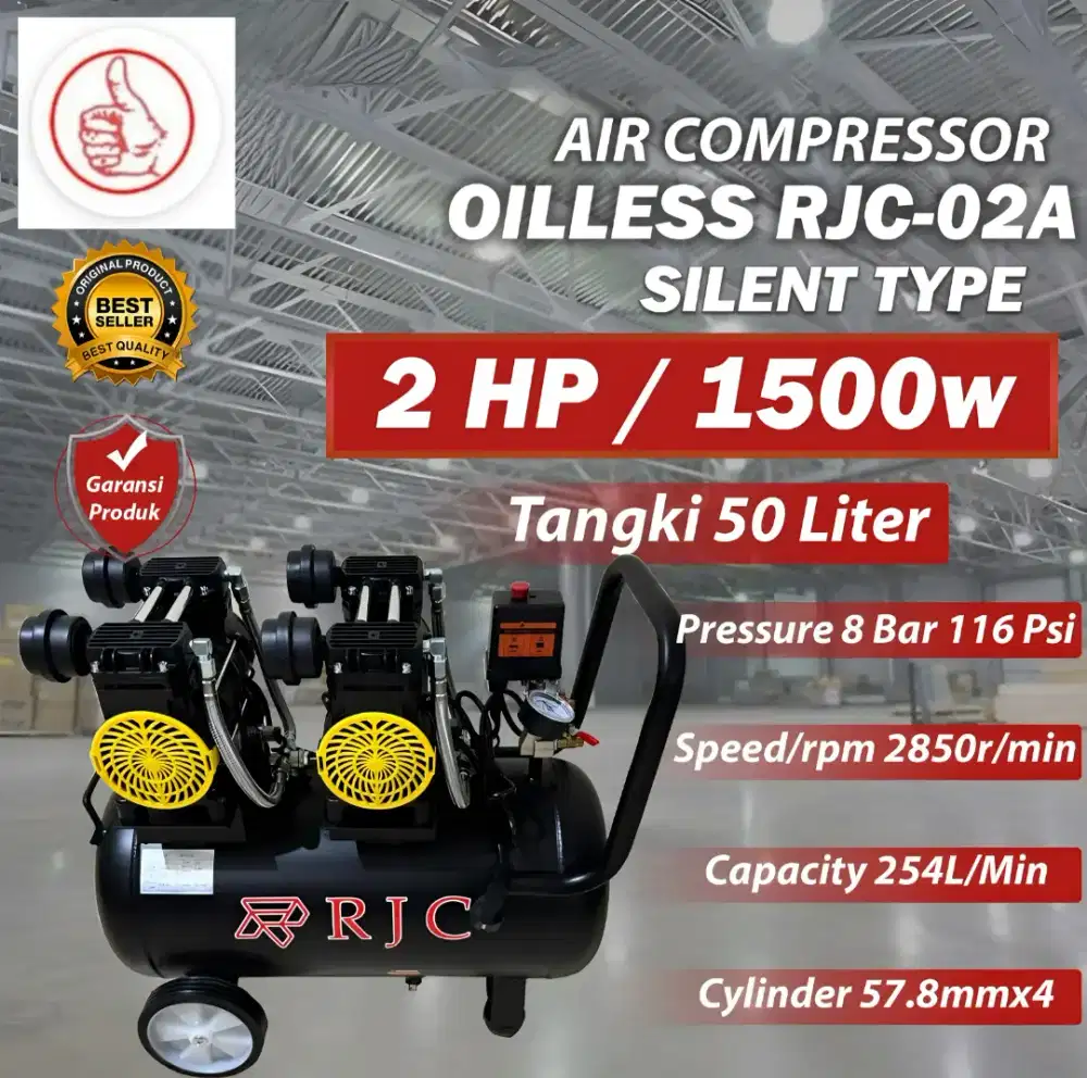 Kompresor Oilless 2hp 50 Liter 1500w Silent Compressor listrik 2 hp