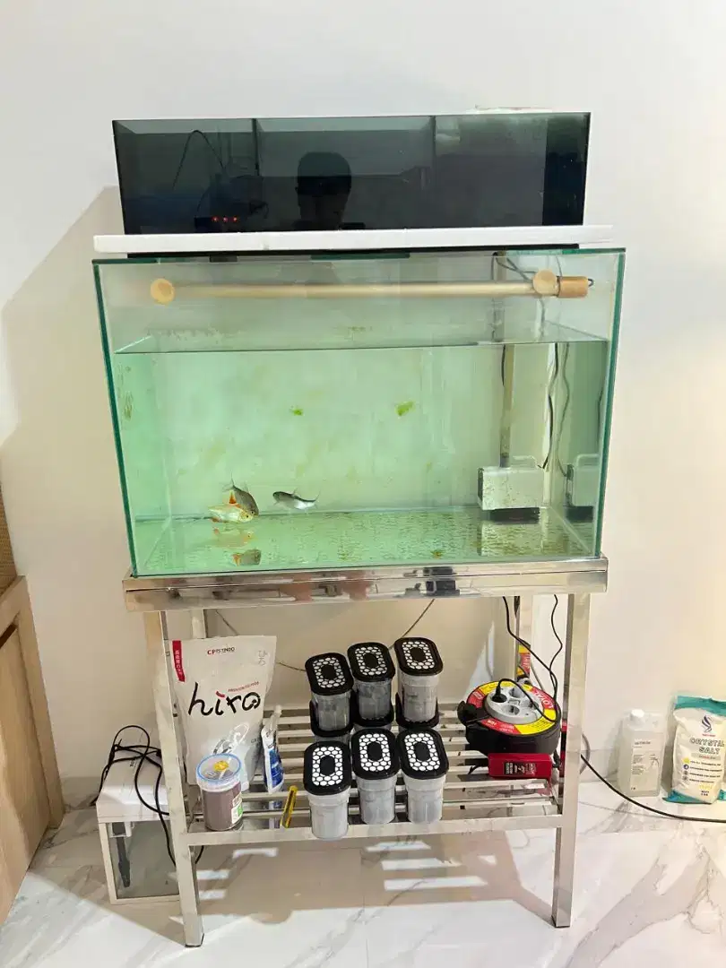 Dijual aquarium akuarium 80x40x50 8mm tebal kaki stainless murah