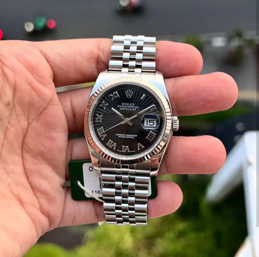 ROLEX DATEJUST 116234 RARE BLACK SUNBEAM ROMAN DIAL AUTOMATIC ORIGINAL