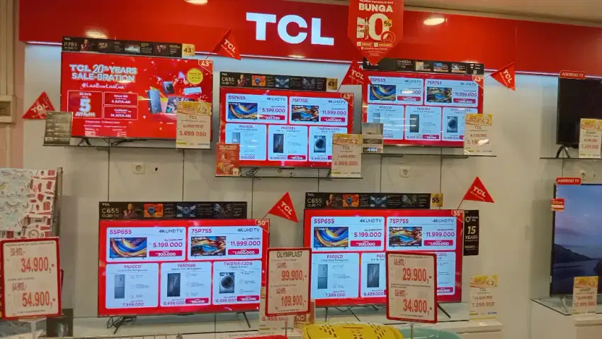 TV LED TCL QLED PRO 65c655(100.000 Jam tidak ada warna yg pudar)