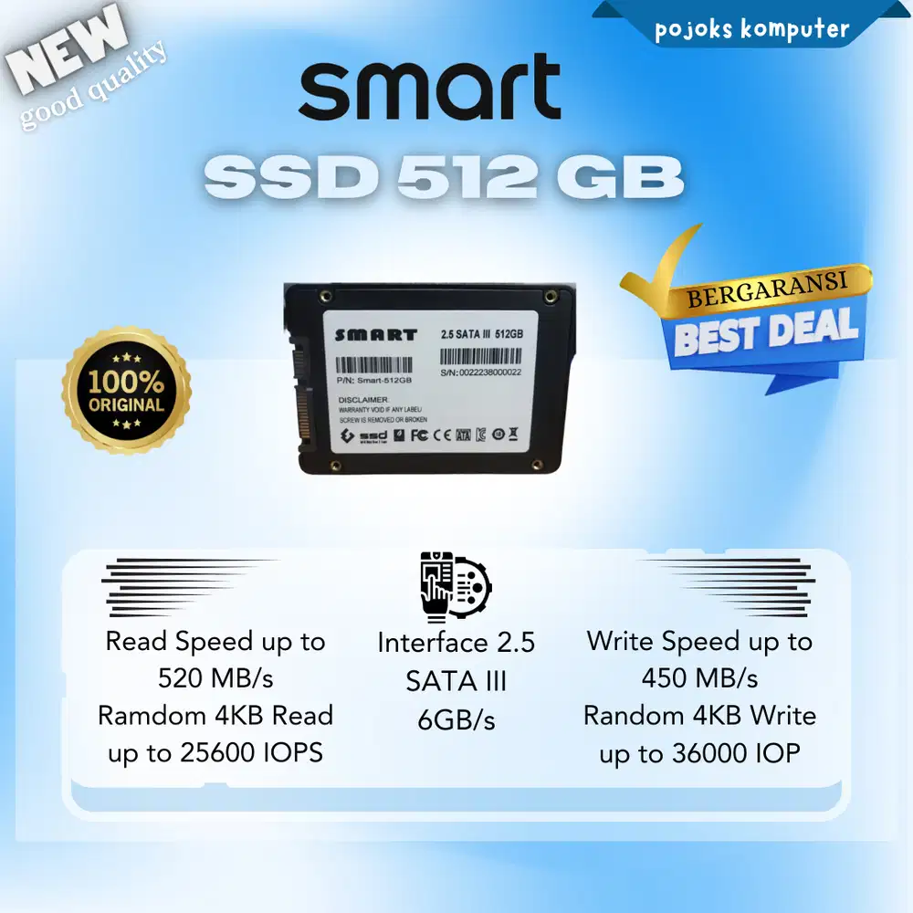 SSD SMART 512GB Internal 2,5 SATA murah -For Laptop Notebook PC