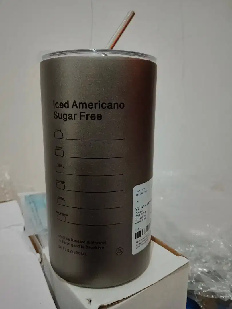Tumbler Stainless Tebal Free Sedotan 600ml Tahan panas+dingin -+10jam