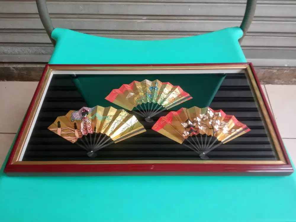 Pajangan Jepang  3D Shadow box Traditional Folding Fan