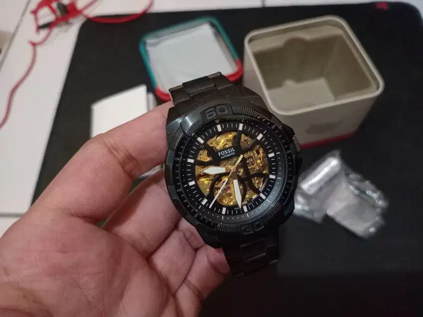 Jam Tangan FOSSIL BRONSON ME3217 Hitam Automatic Skeleton Second