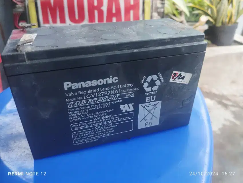 Accu aki bekas apik motor listrik panasonic ori 12v 7ah normal jaya