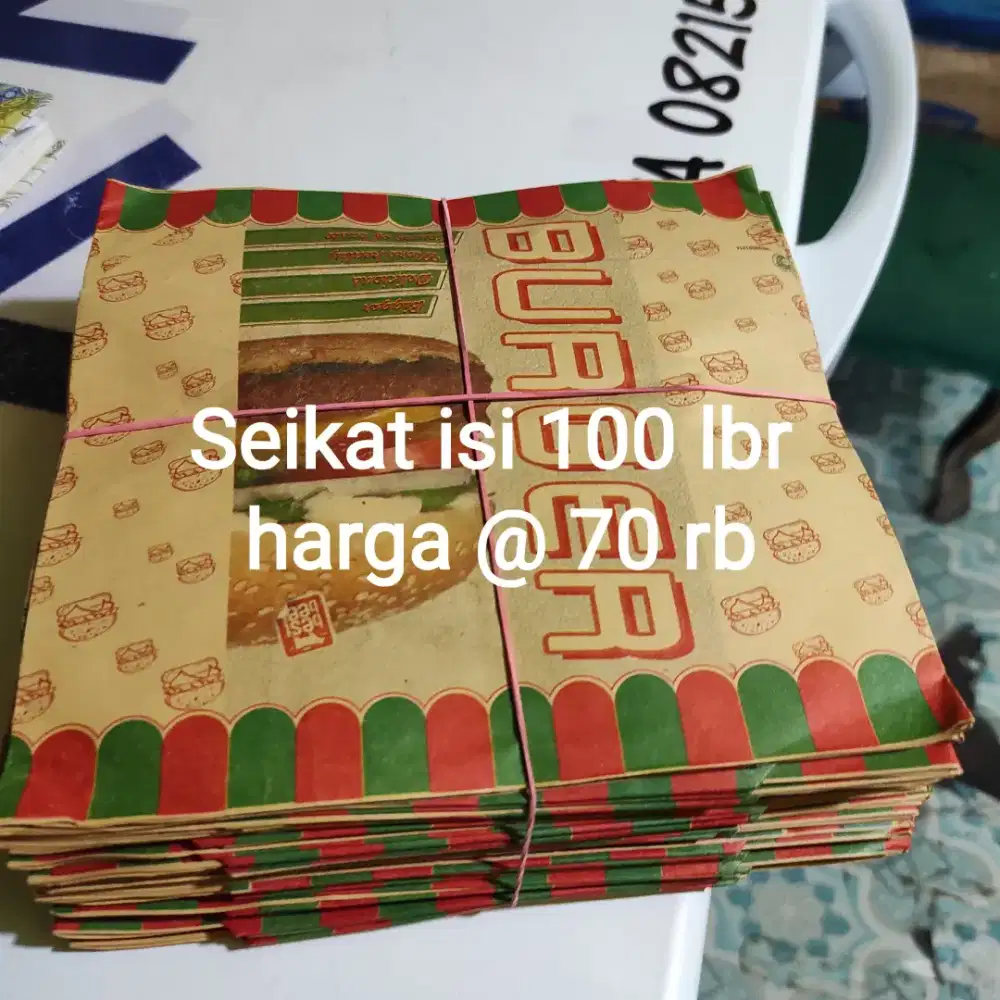 Kertas pembungkusan burger dg roti pjg