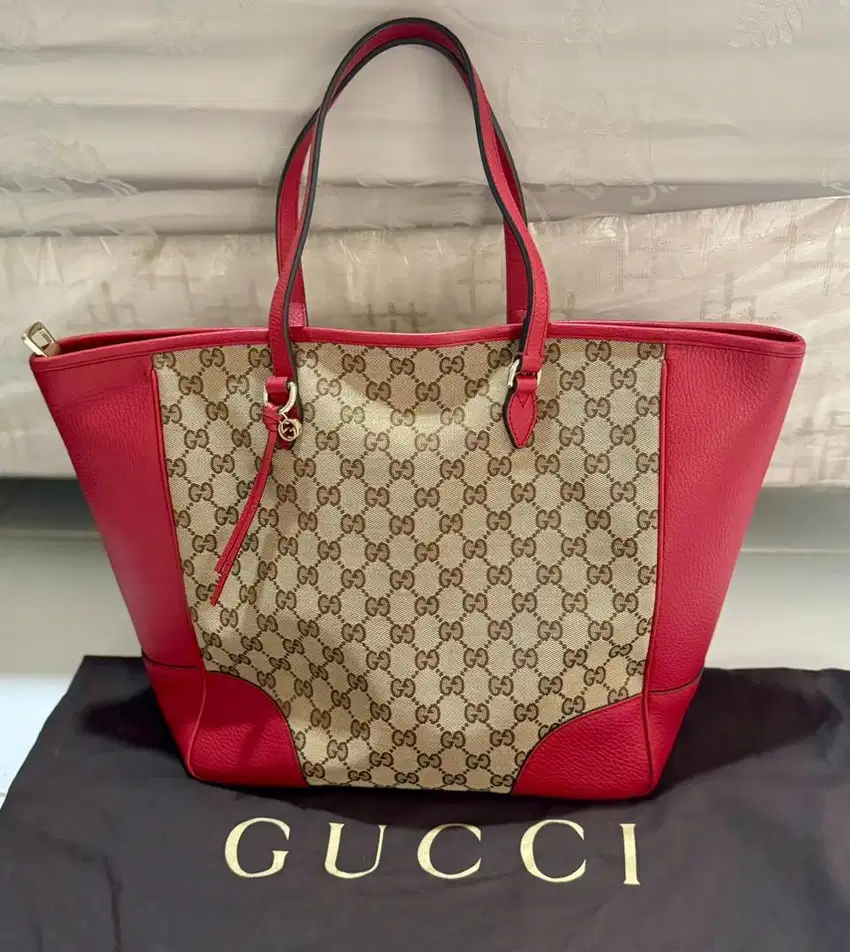 Gucci Bree Red Leather Large Tote Bag