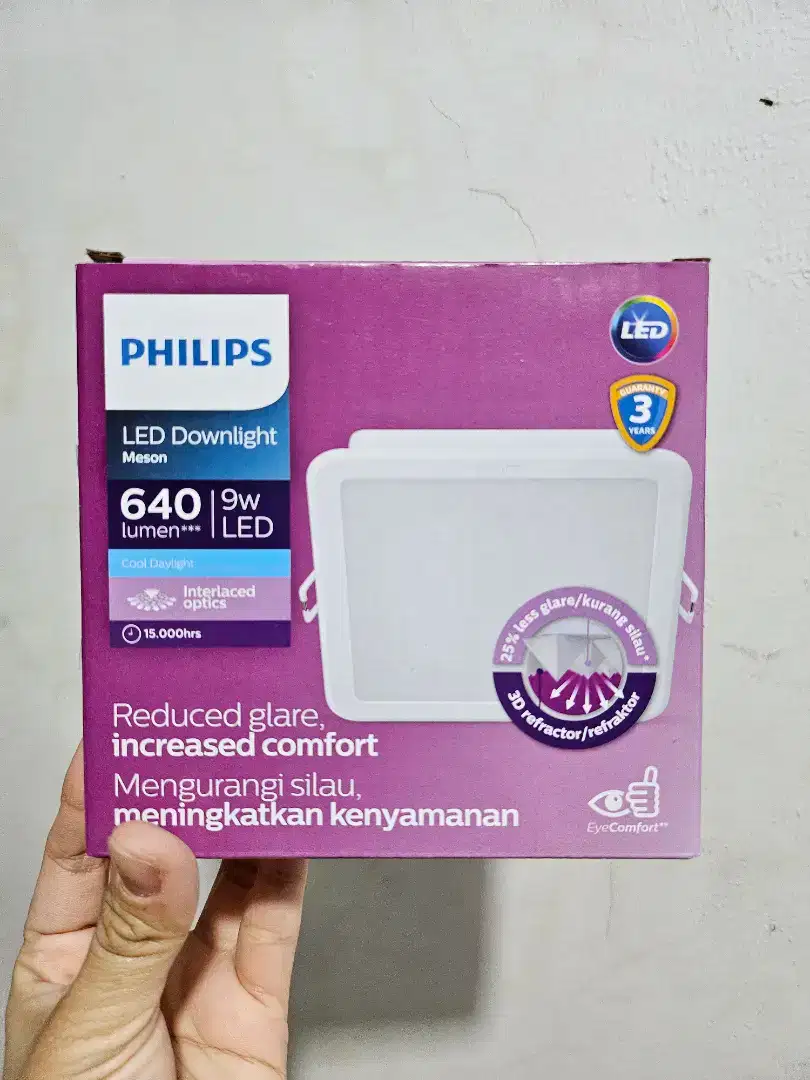 Dijual Lampu Downlight Philips Meson LED 9 watt bentuk petak