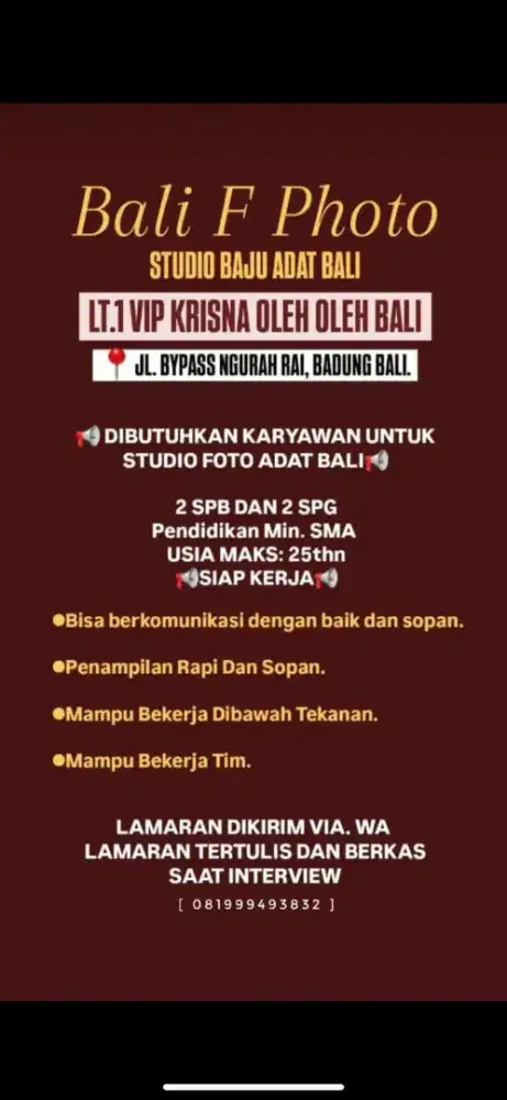 Dibutuhkan Segera !!!