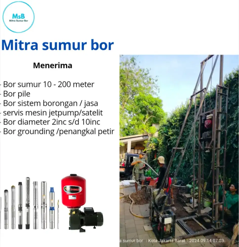 Jasa Bor sumur jetpump satlit