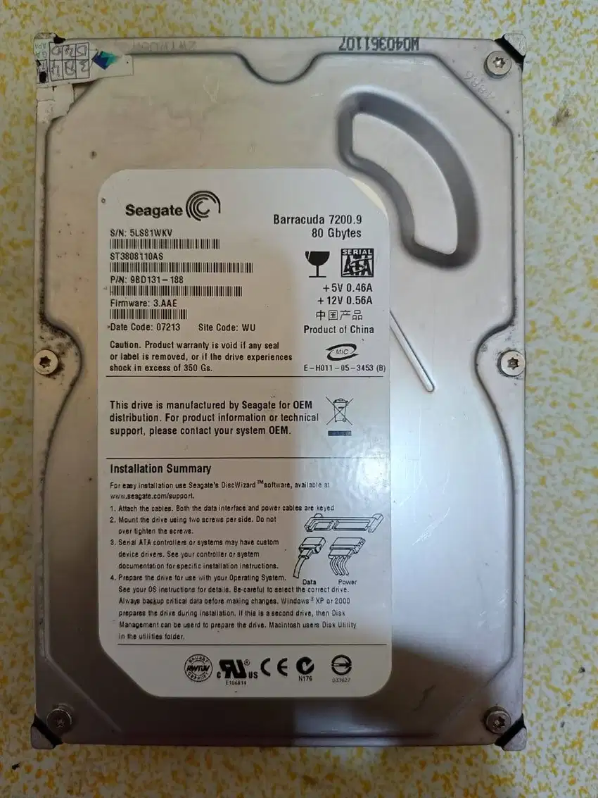 Hardisk Komputer Seagate 80GB Sata