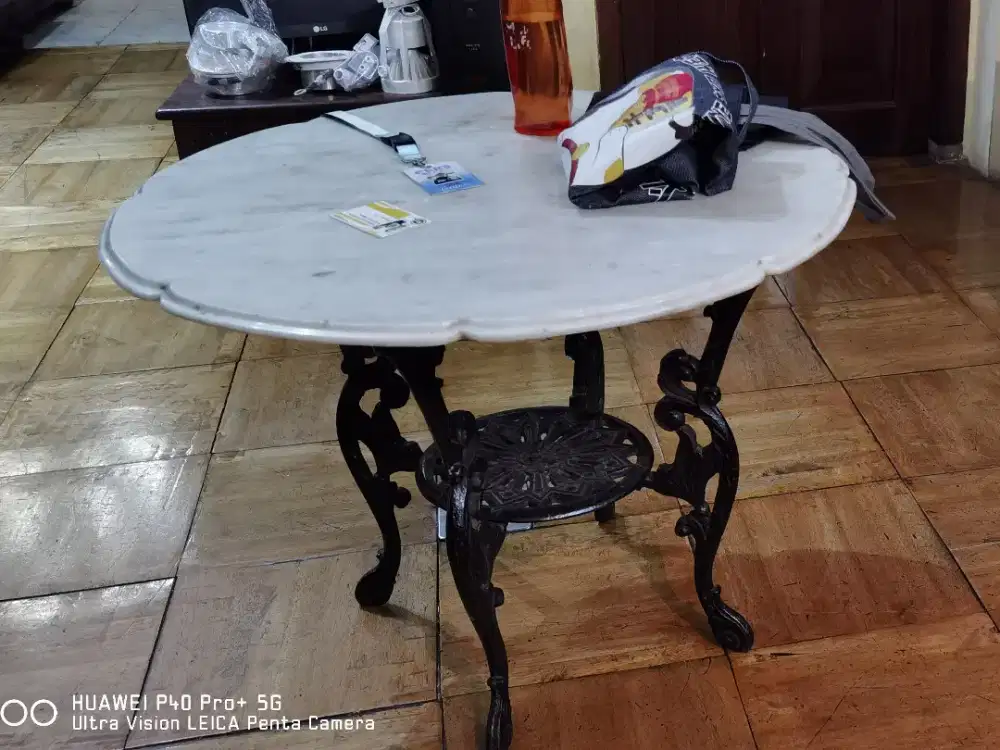 Meja Antik Ukir Besi Asli Jadul Top Marmer Tua Italy Murah langka