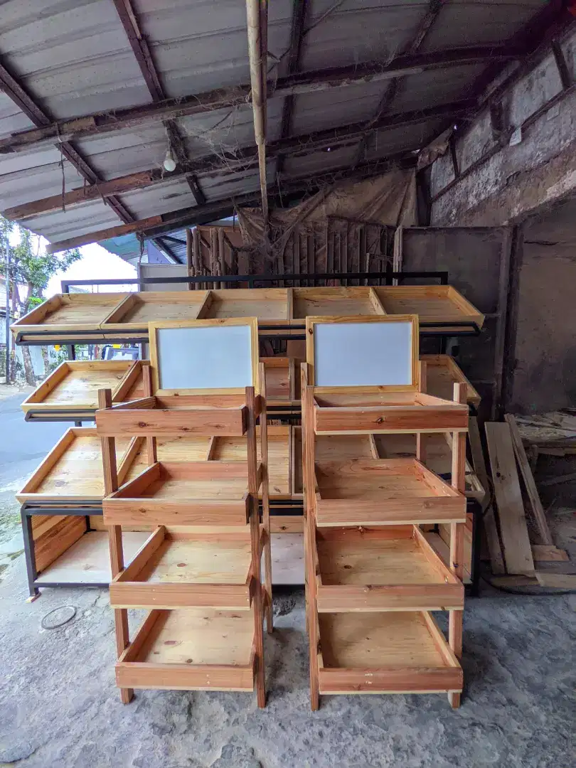 Rak kayu display sayur buah dll