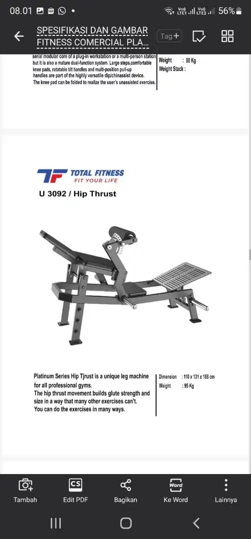Alat olahraga fitnes komersil hip trust
