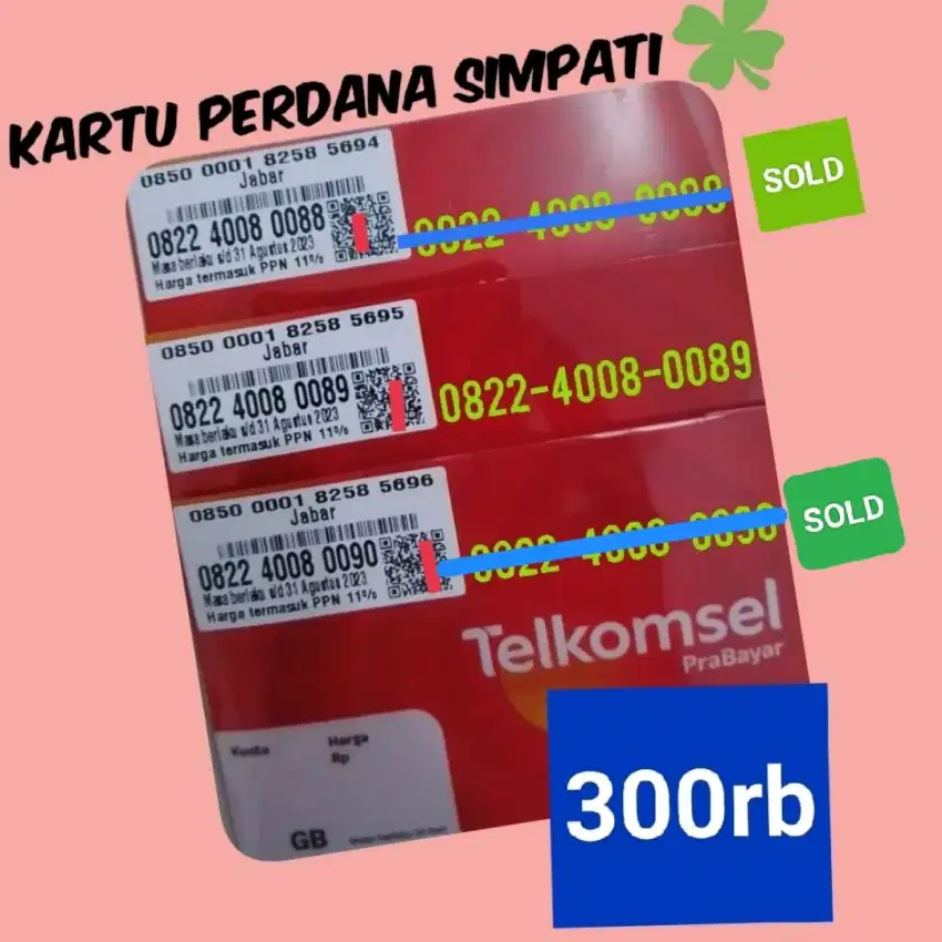 Jual kartu perdana simpati telkomsel 4G nomor pilihan super cantik