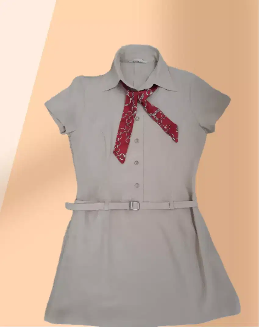 Dress baju midi hem kemeja vintage coklat polos