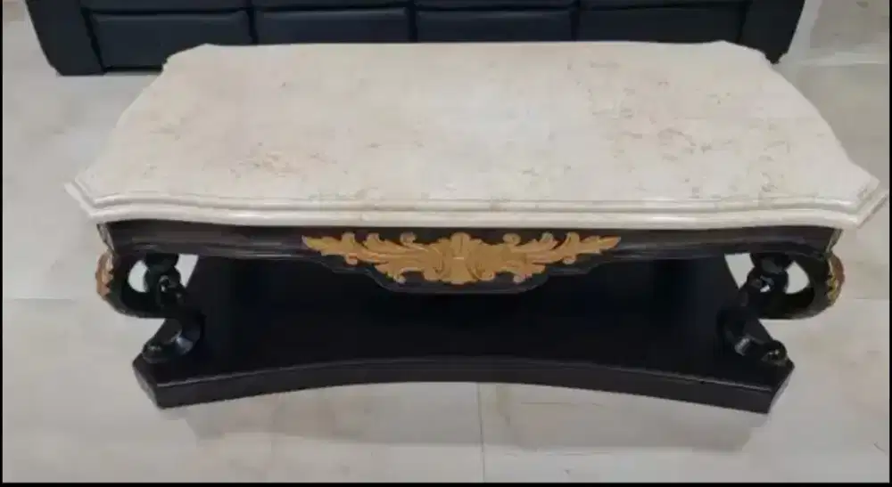 Dijual Meja Tamu Mewah Marmer Kayu Solid Mahoni