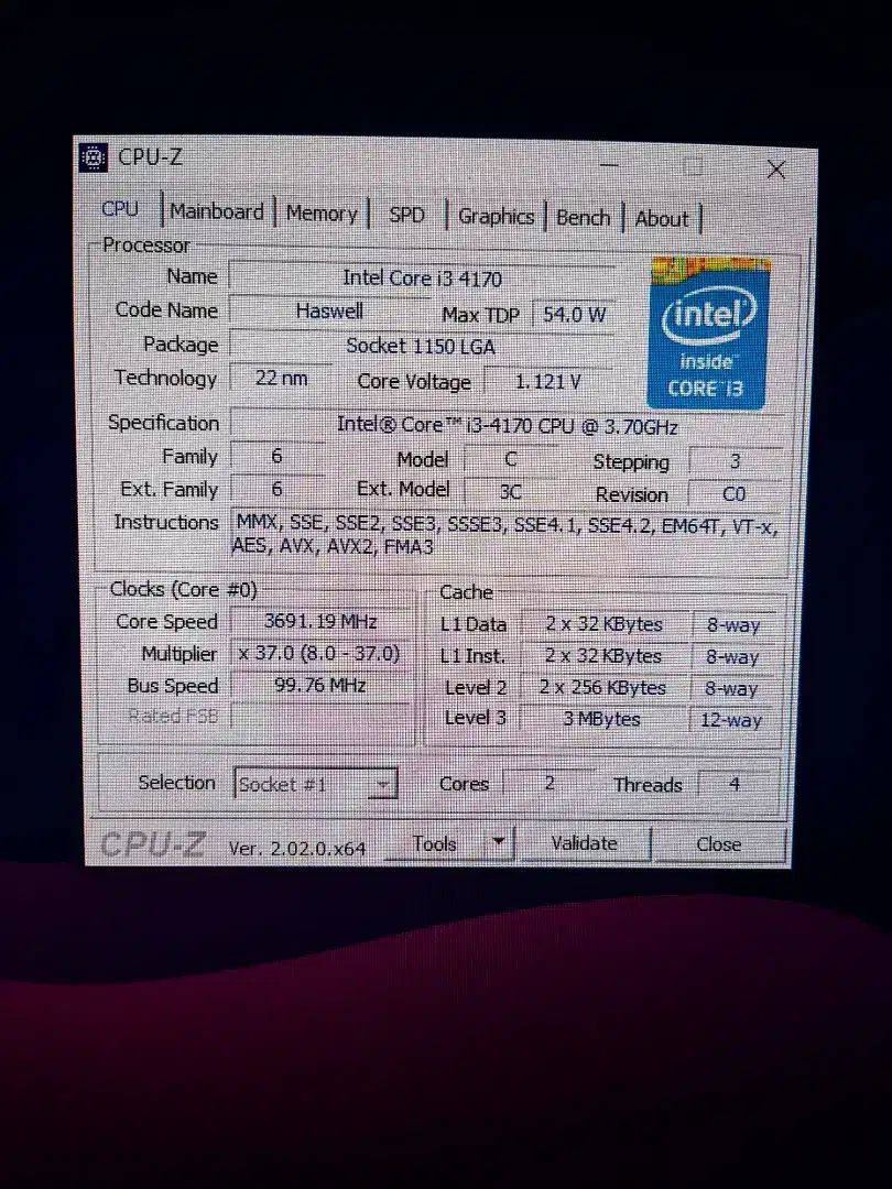 Intel core i3 4170 gen 4