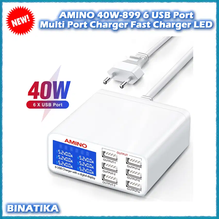 AMINO 40W-899 6 USB Port Multi Port Charger Fast Charger LED Function