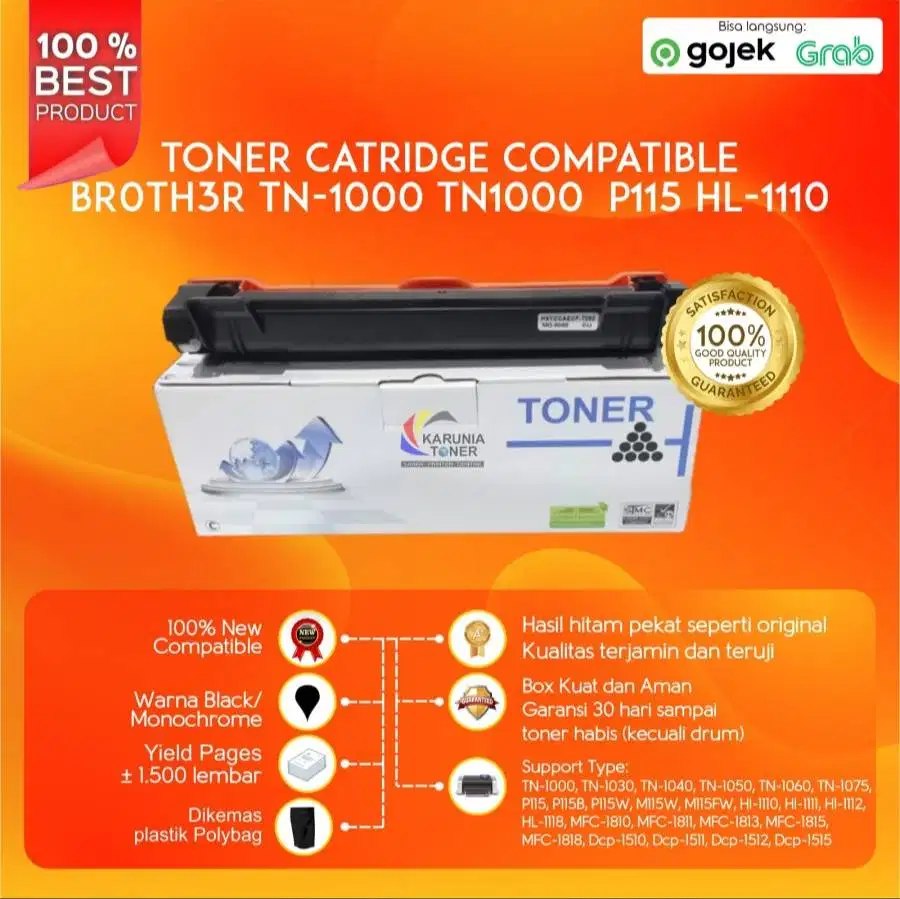 Toner Cartridge Compatible Printer Brother TN-1000 TN1000 HL1110 1112