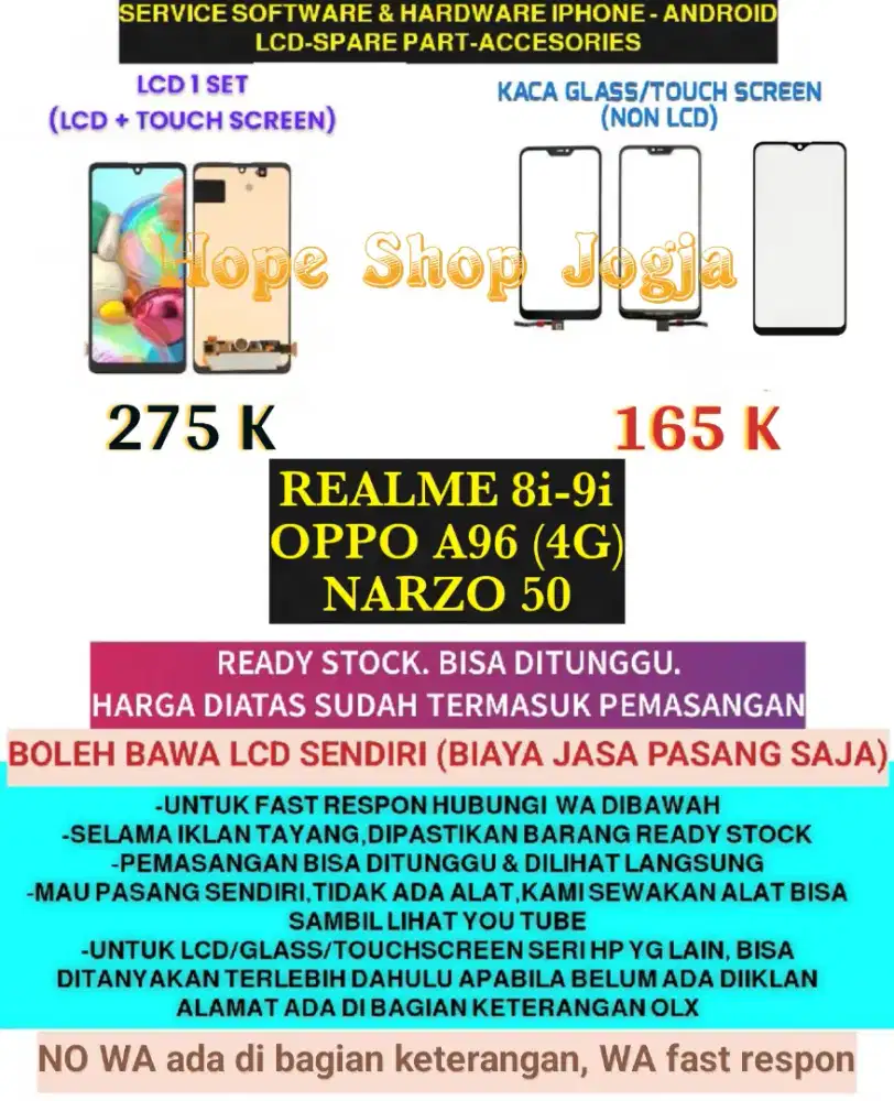 Touchscreen-Baterai-LCD Realme 8i-9i-Oppo Narzo 50-Oppo A96 (4G)