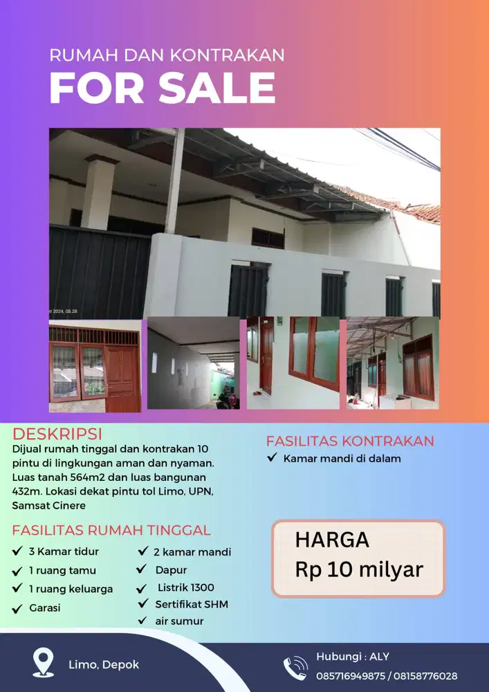 DIJUAL RUMAH DAN KONTRAKAN 10 PINTU