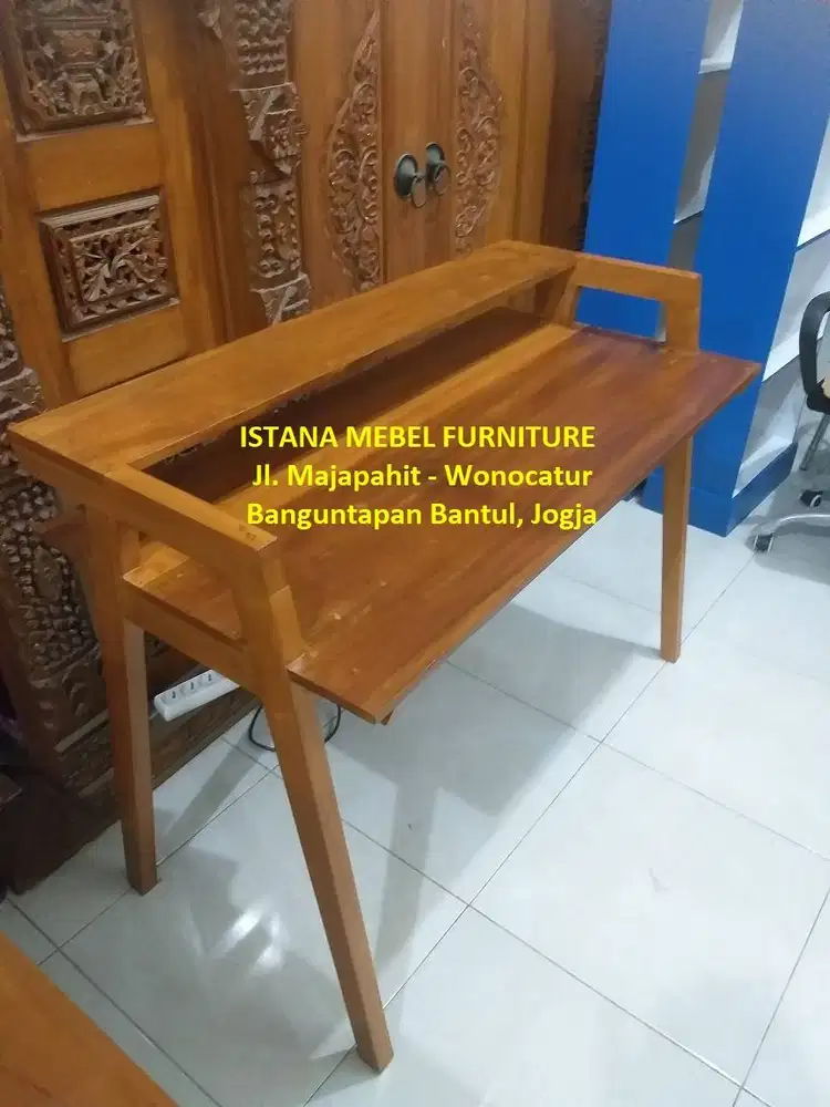 Meja Kerja Kantor Komputer Belajar Tulis Laptop Rak Susun Tingkat Kayu