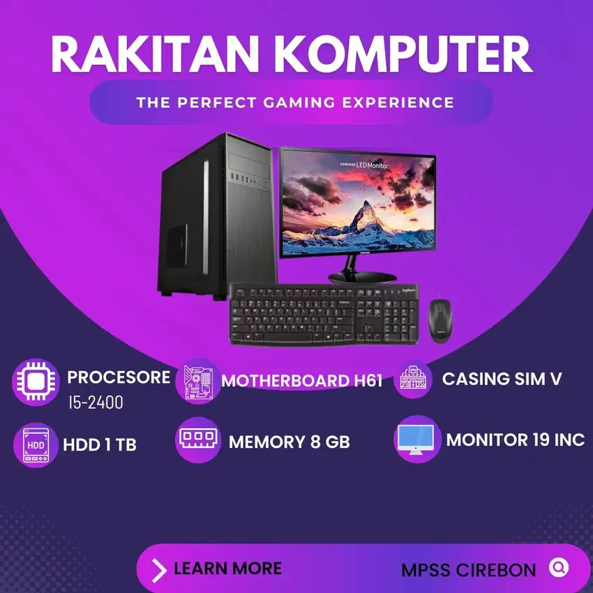 PAKET PC RAKITAN I5 2400 RAM 8 GB HDD 1TB LED 19'' MK 120