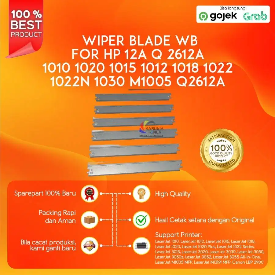Wiper Blade 12A Q2612A for use in Lj 1010 1020 CANON303 CA Berkualitas