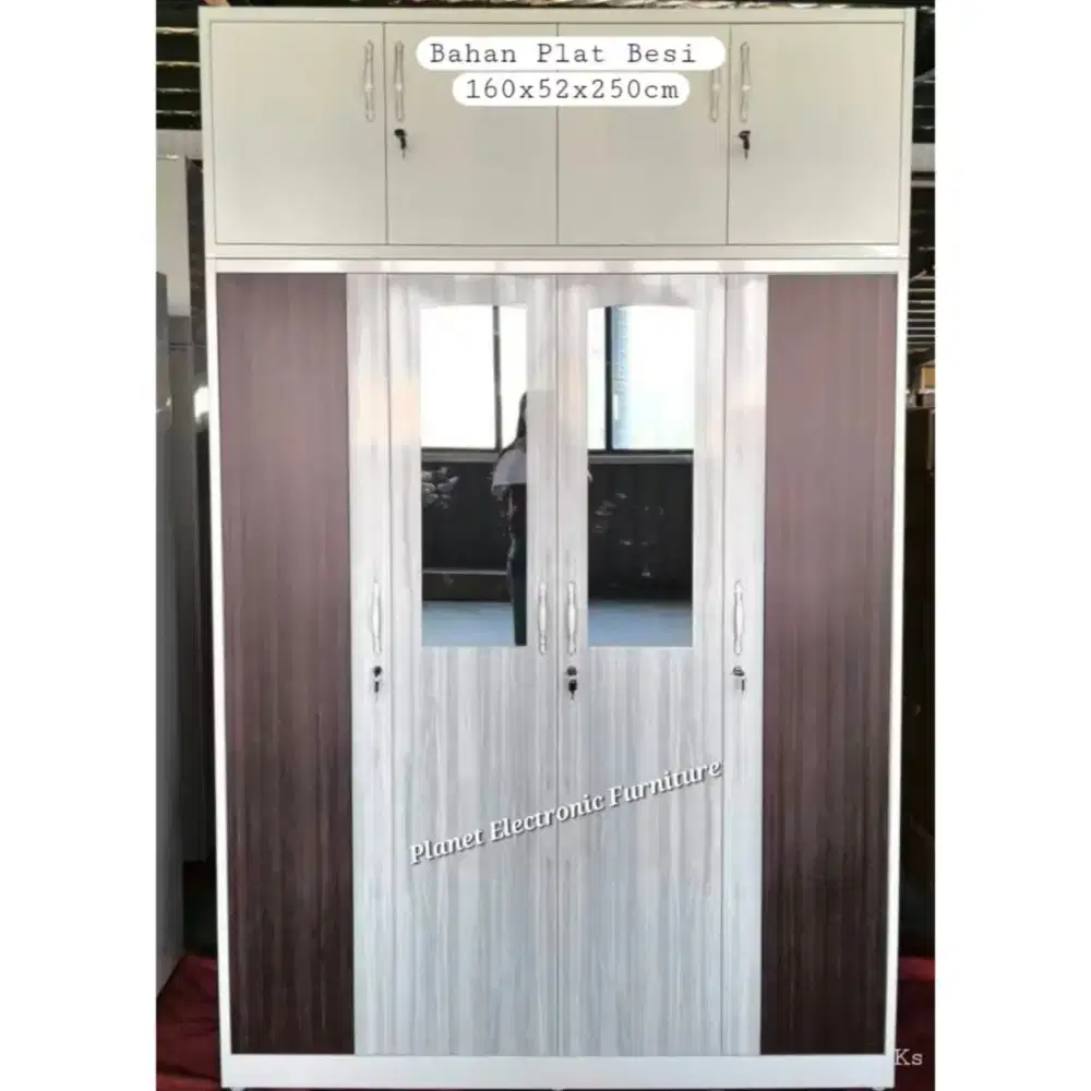 Lemari Besi Lemari pakaian plat besi 160cm Lemari anti rayap