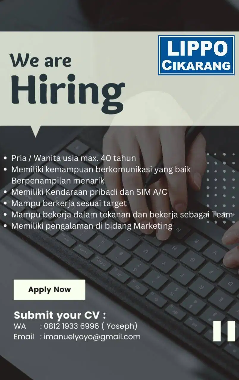 Lowongan Sales Executive Lippo Cikarang