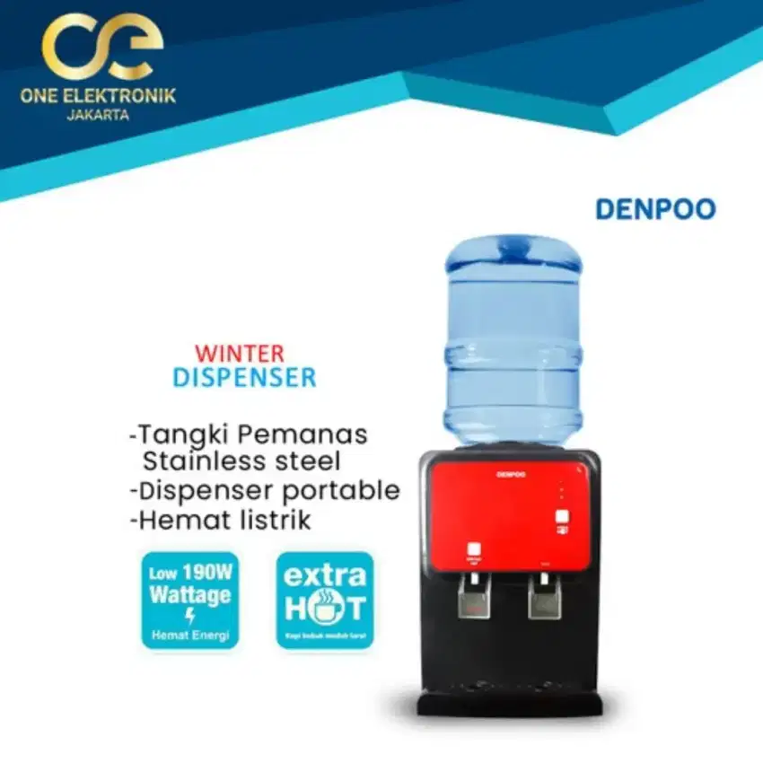 Dispenser Galon Atas Winter Denpoo Cold & Hot Low Watt 190W